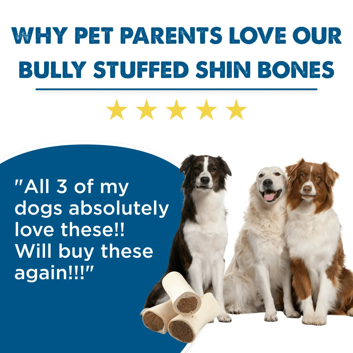 Bully Stuffed Shin Bone (3 Pack)