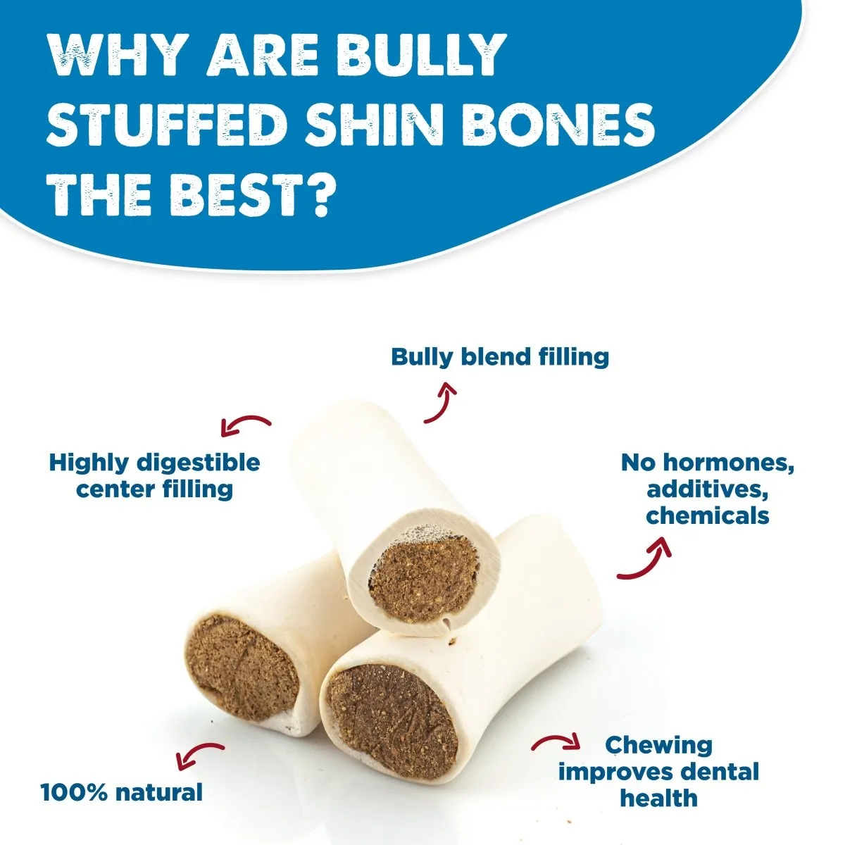 Bully Stuffed Shin Bone (3 Pack)