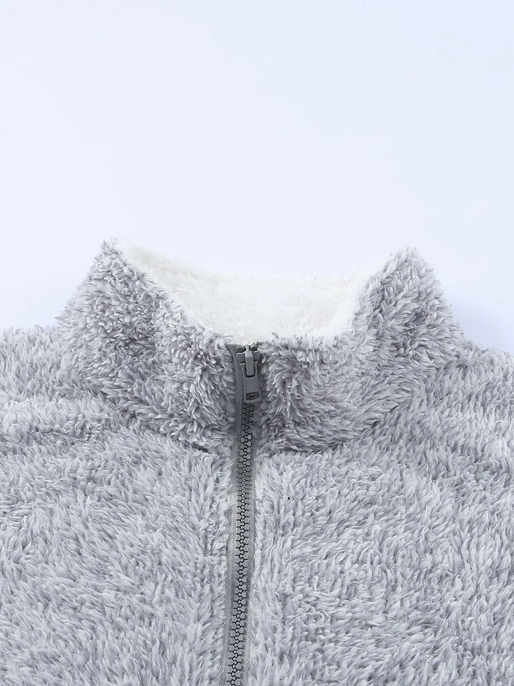 Casual Fuzzy Half-Zip Jacket