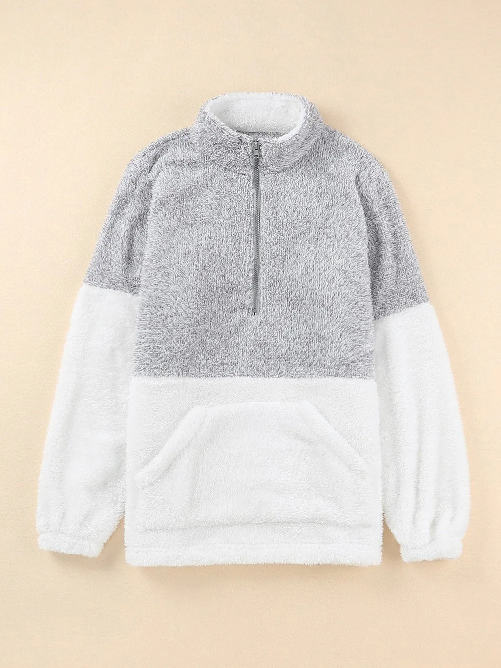 Casual Fuzzy Half-Zip Jacket
