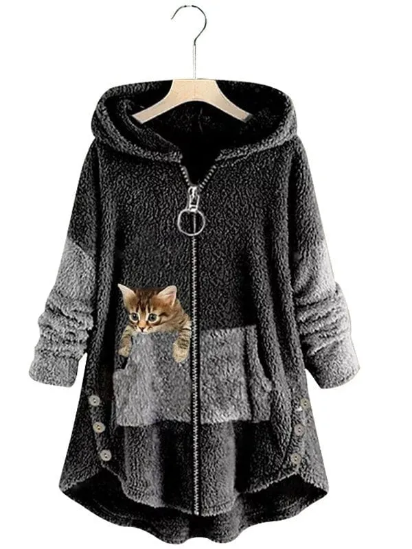 Casual Fuzzy Half-Zip Jacket