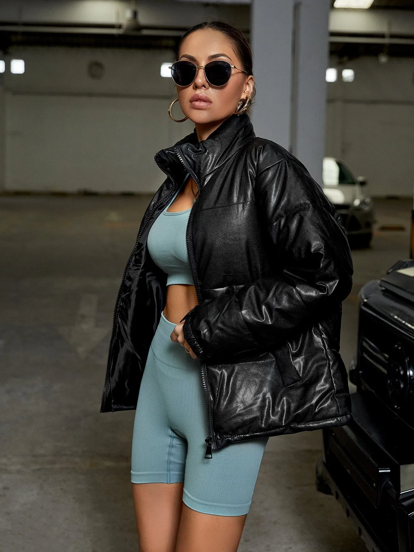 Casual Plain Long Sleeve Funnel Neck Regular Women Winter Coat