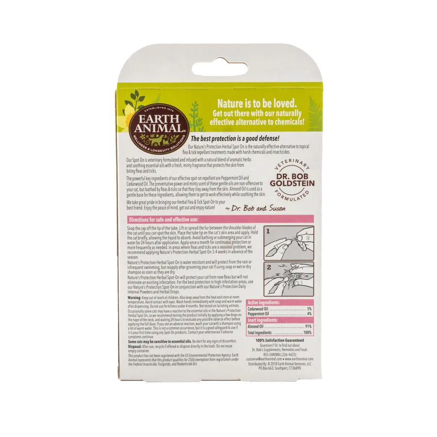 Earth Animal Flea   Tick Spot On Treatment- 3 Months- For Cats