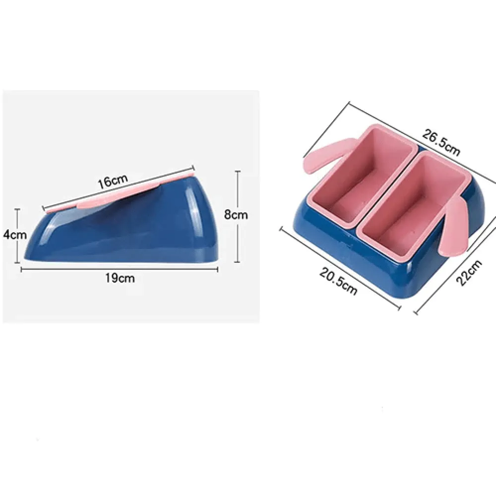 Emily Pets Rubber Base Multifunction Double Bowl for Dogs and Cats (Blue)
