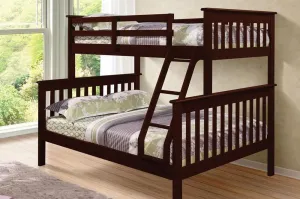 Espresso Finished Splittable Solid Wood Bunk Bed - Twin over Double