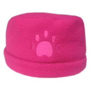 FUCHSIA Paw Print Fleece Hat