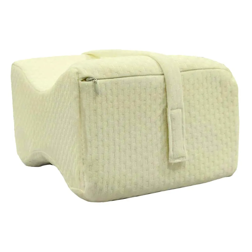 Kuber Industries 2 Pieces Memory Foam Orthopedic Knee Support Leg Rest Pillow for Side Sleepers, for Relief from Sciatica, Back Pain, Leg Pain, Pregnancy (Cream)-CTKTC039223