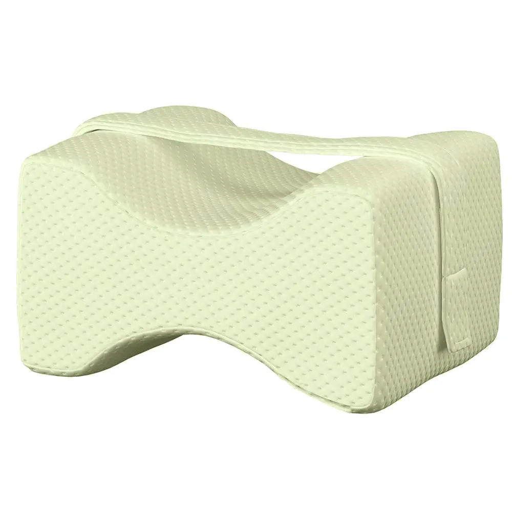 Kuber Industries 2 Pieces Memory Foam Orthopedic Knee Support Leg Rest Pillow for Side Sleepers, for Relief from Sciatica, Back Pain, Leg Pain, Pregnancy (Cream)-CTKTC039223