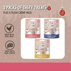 Rosewood Cupid & Comet Christmas Dinner Cat Stocking, Cat Treats & Catnip Mice Toys