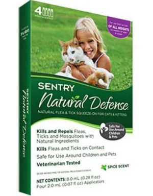 Sentry Natural Defense Flea & Tick Squeeze-On for Cat 4ct