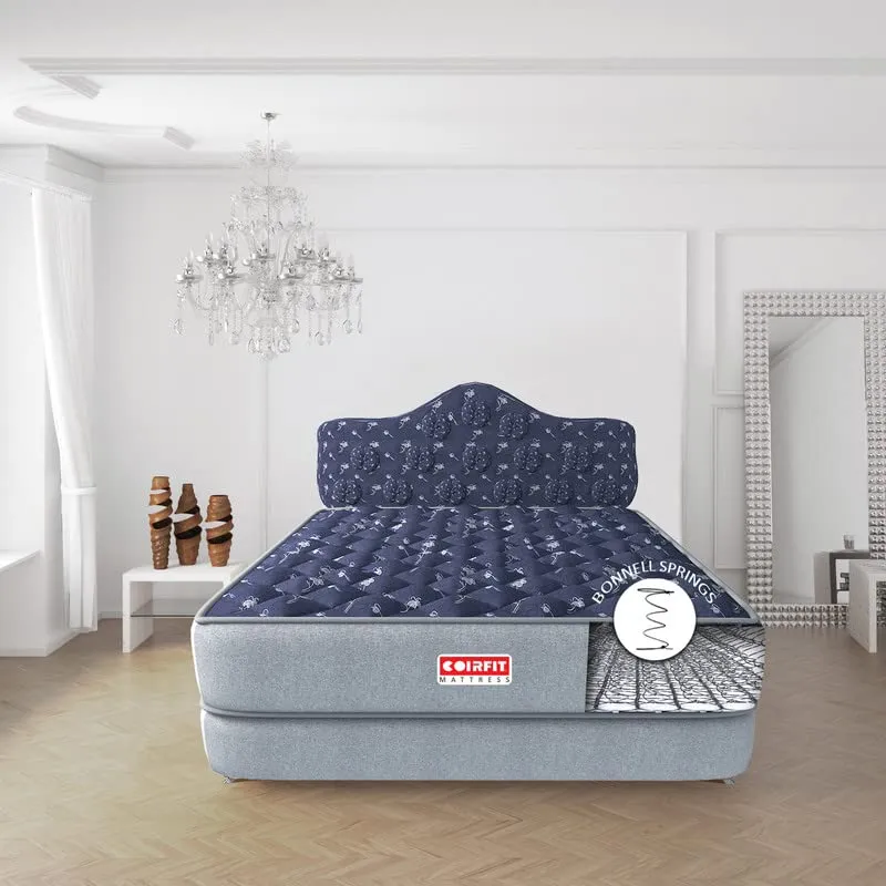 SLEEPSPA by COIRFIT Euphoria Normal Top 6 Inch Single Size Bonnell Spring Mattress with 6 Year Warranty | Orthopedic Pro - Doctor Recommended | Pressure Relieving | PU Foam for Support (Blue,75X35X6)